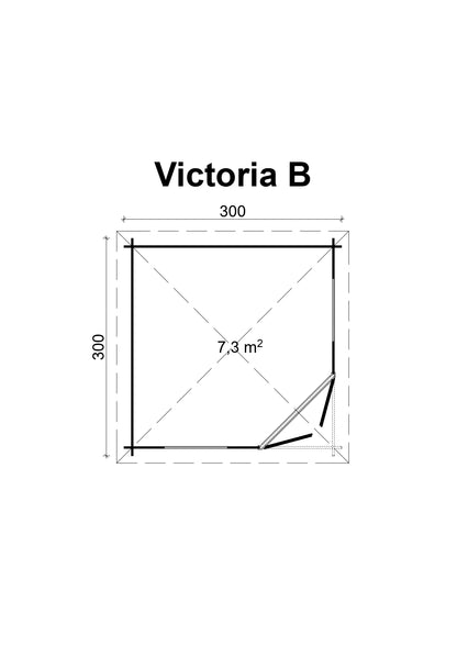 TENE Kaubandus Gartenhaus "VICTORIA B", 40 mm Wandstärke, unbehandelt, 300x300 cm, mit Doppeltür + 2 Fenster
