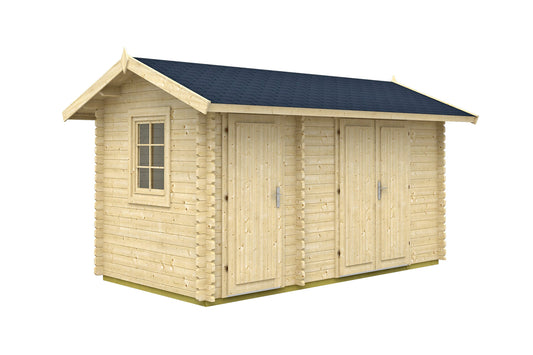 TENE Kaubandus Gartenhaus "KARINA", 40 mm Wandstärke, unbehandelt, 435x255 cm, mit 2 Türen & 2 Fenster