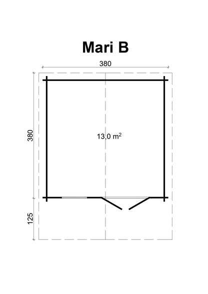 TENE Kaubandus Gartenhaus "MARI B", 40 mm Wandstärke, unbehandelt, 380x380 cm, mit Doppeltür & Fenster
