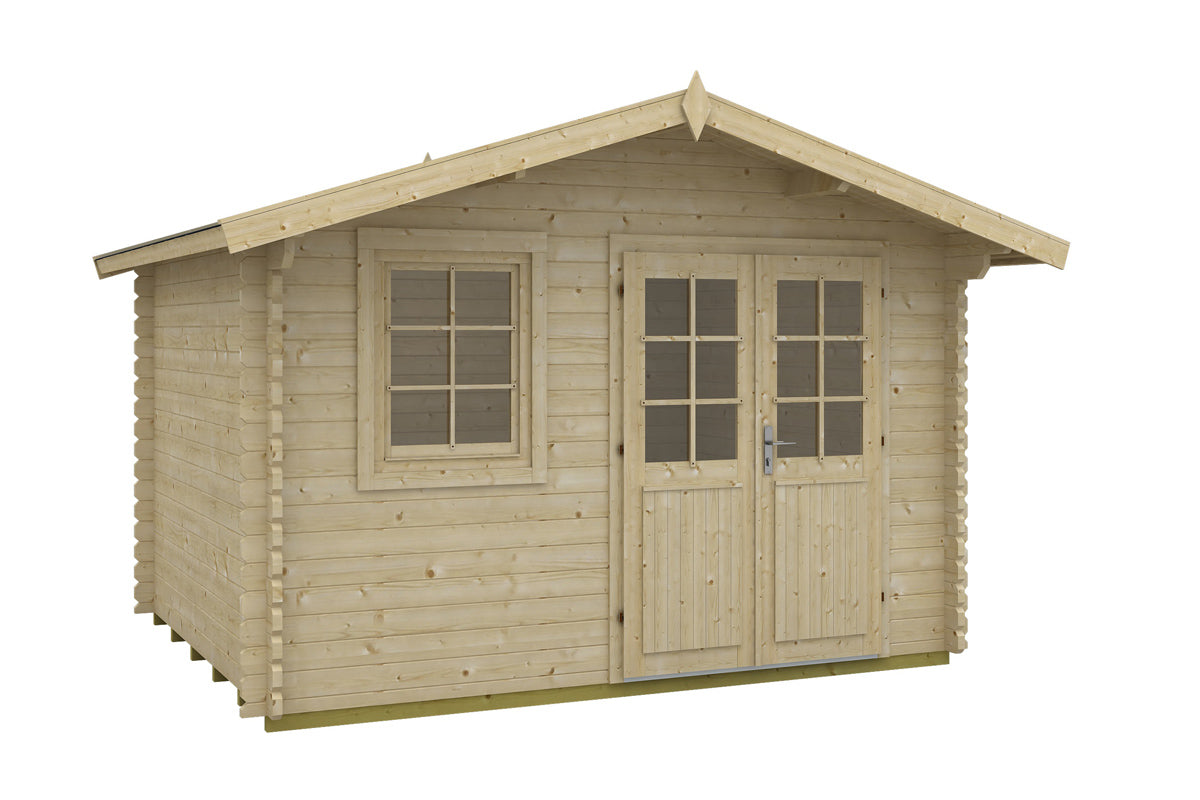 TENE Kaubandus Gartenhaus "MATTI ISO", 40 mm Wandstärke, unbehandelt, 360x300 cm, mit ISO SPAR Tür & Fenster