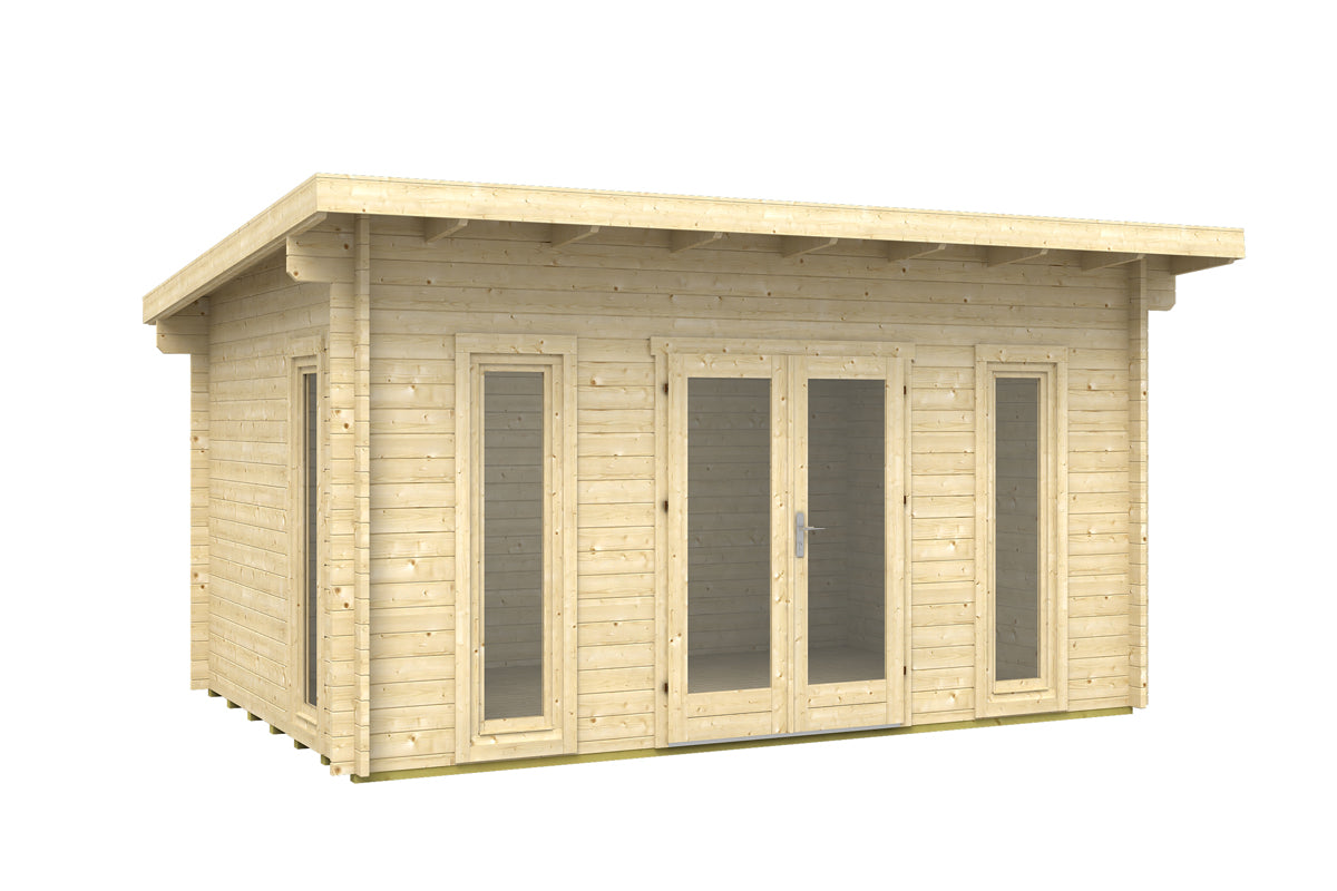 TENE Kaubandus Gartenhaus "OKLAHOMA ISO", 40 mm Wandstärke, unbehandelt, 470x320 cm, mit ISO SPAR Tür + 4 Fenster