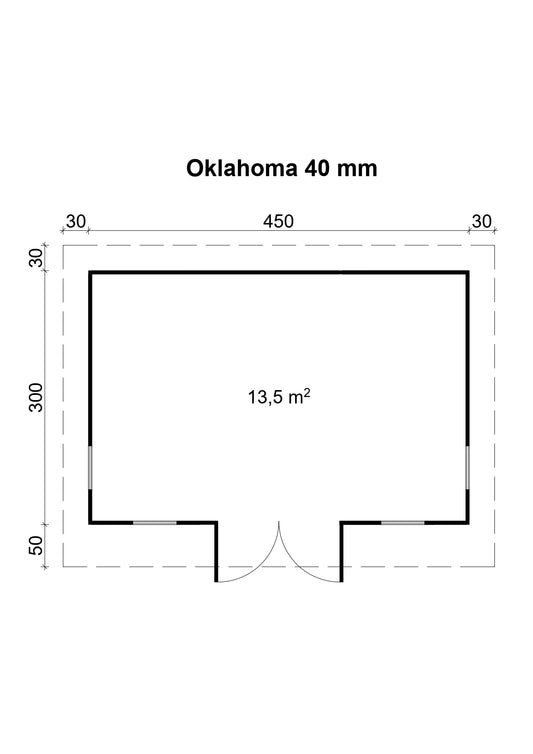 TENE Kaubandus Gartenhaus "OKLAHOMA ISO", 40 mm Wandstärke, unbehandelt, 470x320 cm, mit ISO SPAR Tür + 4 Fenster