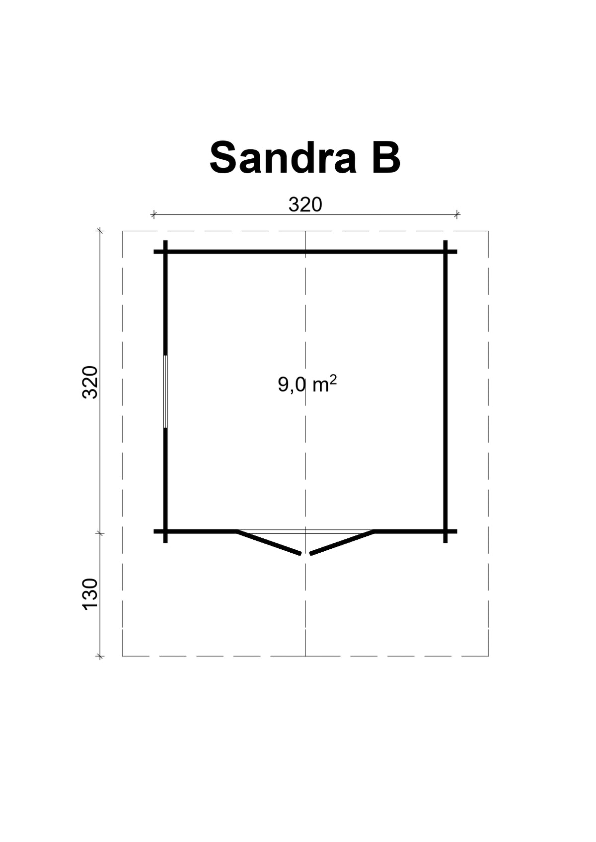 TENE Kaubandus Gartenhaus "SANDRA B", 40 mm Wandstärke, unbehandelt, 320x320 cm, mit Doppeltür & Fenster