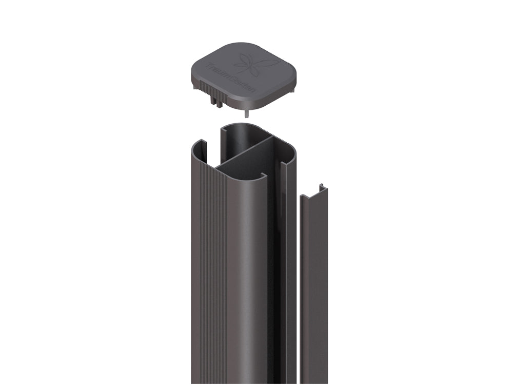 TraumGarten 70×70×2400mm Aluminium- Pfosten, anthrazit pulverbeschichtet, für den Erdverbau, für WPC Zaunfeld-Set