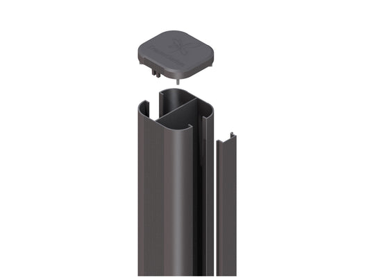 TraumGarten 70×70×2400mm Aluminium- Pfosten, anthrazit pulverbeschichtet, für den Erdverbau, für WPC Zaunfeld-Set