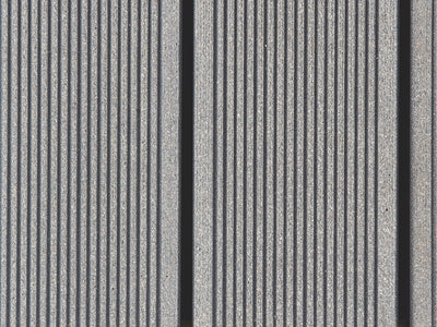 "Die Beliebte massiv", WPC Terrassendielen, beidseitig gebürstet, grob/fein, grau, Vollprofil, 25×138mm, BAZ