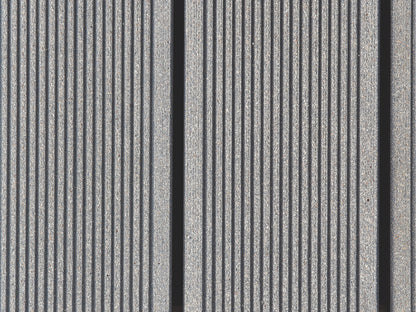 25x138 mm "Die Beliebte massiv", WPC Terrassendielen, beidseitig gebürstet, grob/fein, grau, Vollprofil, BAZ