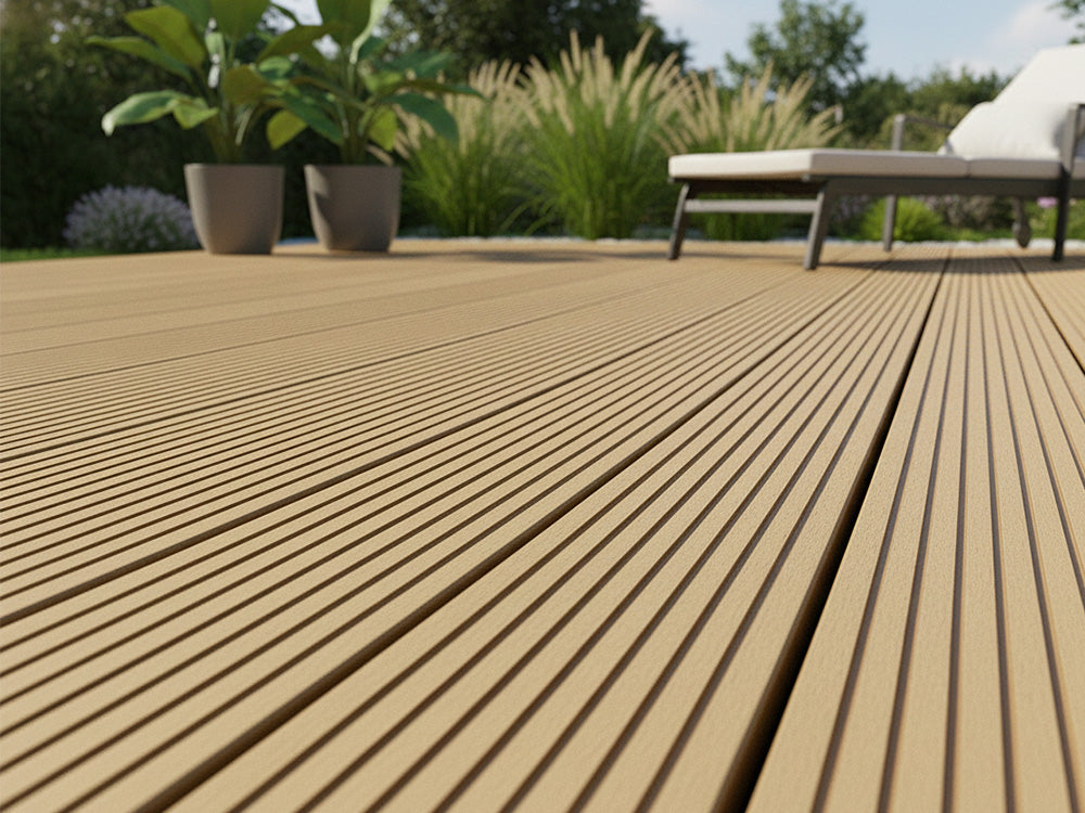 KAHRS WPC Terrassendielen, 20×140mm, Massiv, Teak, Grob/Strukturiert