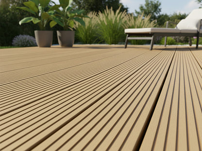 KAHRS WPC Terrassendielen, 20×140mm, Massiv, Teak, Grob/Strukturiert