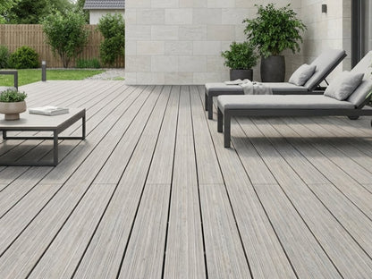 KAHRS WPC Terrassendielen, 20x140 mm, Massiv, Steingrau, Grob/Strukturiert