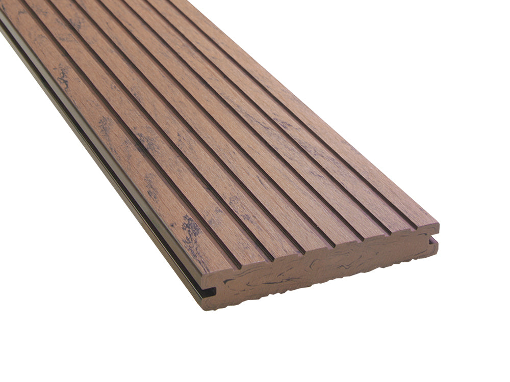 KAHRS WPC Terrassendielen, 20×140mm, Massiv, Herbstbraun, Grob/Strukturiert – Bild 7