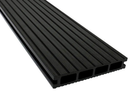 KAHRS WPC Terrassendielen, 25x145 mm, Anthrazit, grob/fein, gebürstet, Hohlkammer