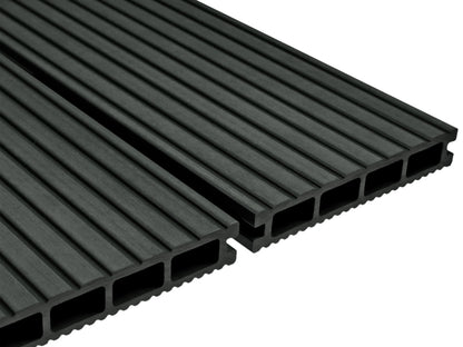 KAHRS WPC Terrassendielen, 25x145 mm, Anthrazit, grob/fein, gebürstet, Hohlkammer