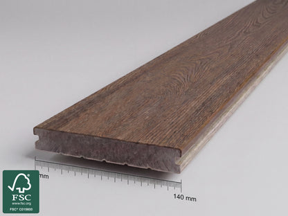 KAHRS WPC CoEx Terrassendielen, 20x140 mm, Massiv, Wendediele Urban Greige / Tropical Brown
