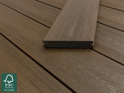 KAHRS WPC CoEx Terrassendielen, 20x140 mm, Massiv, Wendediele Urban Greige / Tropical Brown