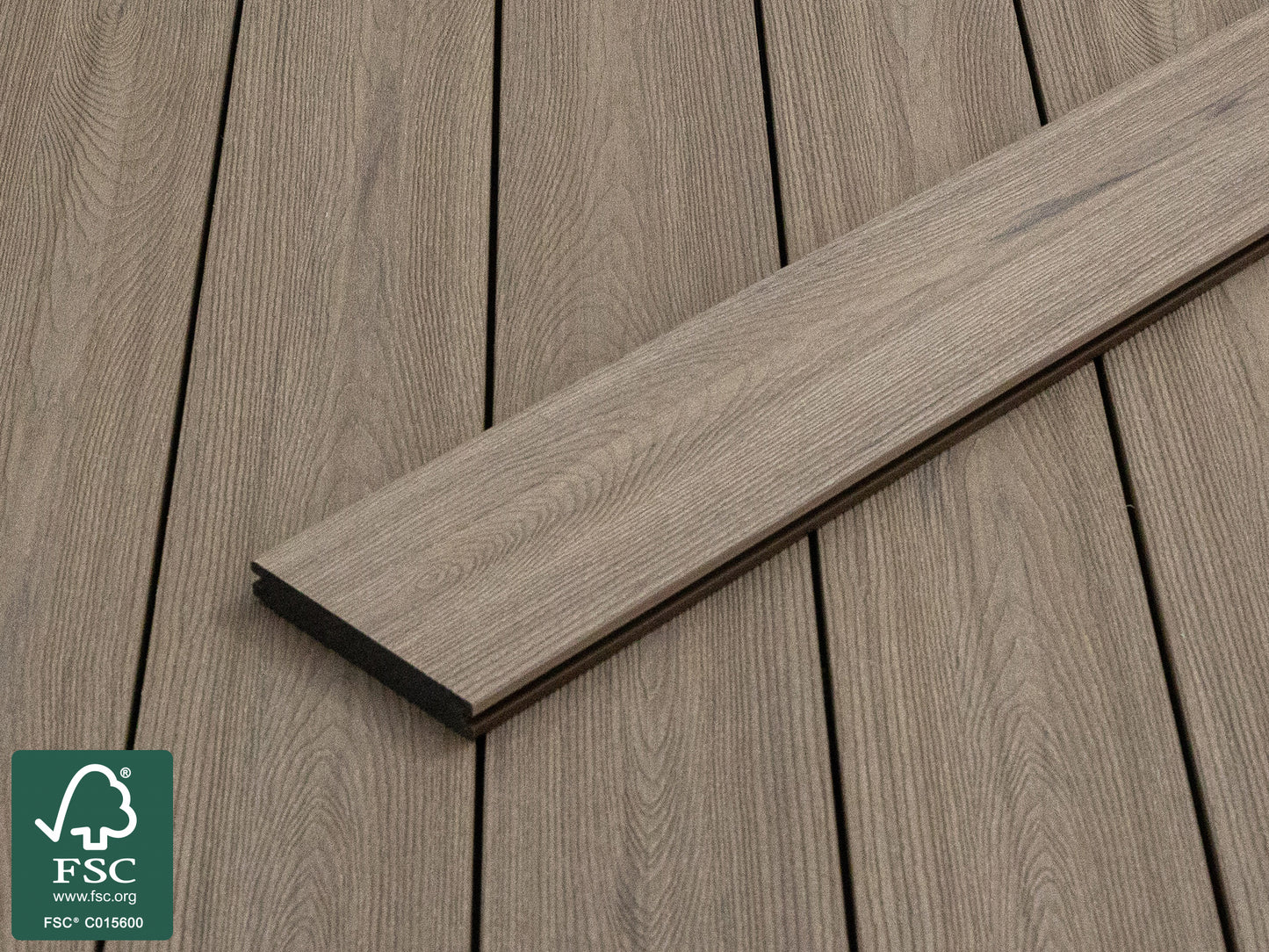 KAHRS WPC CoEx Terrassendielen, 20x140 mm, Massiv, Wendediele Urban Greige / Tropical Brown