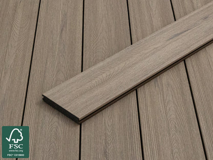 KAHRS WPC CoEx Terrassendielen, 20x140 mm, Massiv, Wendediele Urban Greige / Tropical Brown