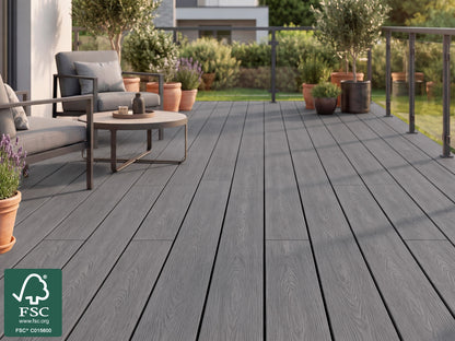 KAHRS WPC CoEx Terrassendielen, 20x140 mm, Massiv, Wendediele Golden Timber / Stone Grey
