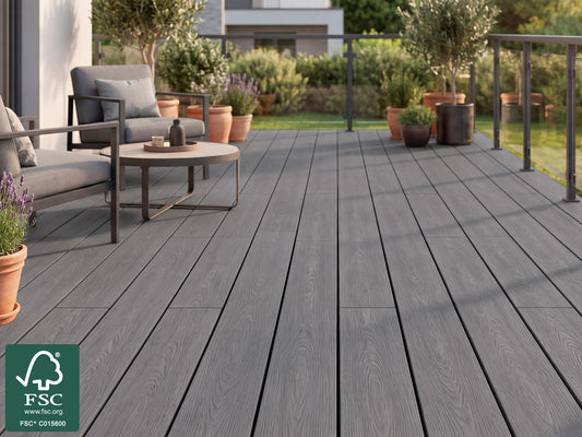 KAHRS WPC CoEx Terrassendielen, 20x140 mm, Massiv, Wendediele Golden Timber / Stone Grey – Bild 2