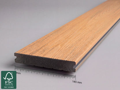 KAHRS WPC CoEx Terrassendielen, 20x140 mm, Massiv, Wendediele Golden Timber / Stone Grey