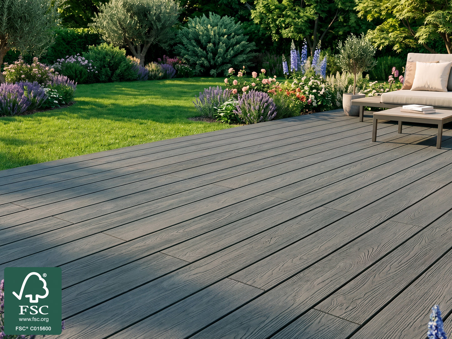 KAHRS WPC CoEx Terrassendielen, 20x200 mm, Massiv XL, Wendediele Golden Timber / Stone Grey