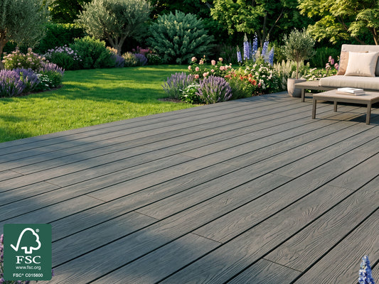 KAHRS WPC CoEx Terrassendielen, 20x200 mm, Massiv XL, Wendediele Golden Timber / Stone Grey