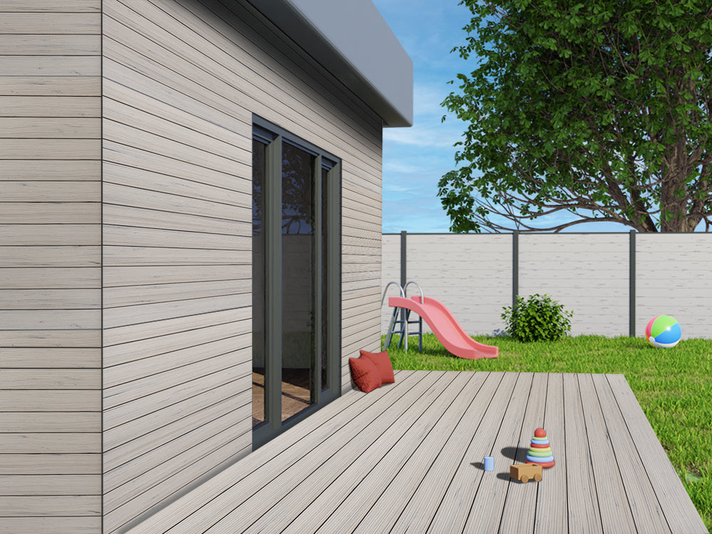 KAHRS WPC Rhombusleiste, 18x100 mm, Massiv, Steingrau, strukturiert