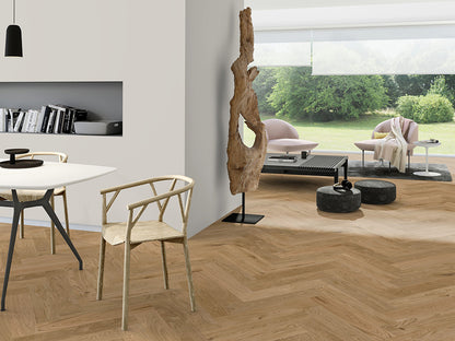 KAHRS Parkett Eiche "Fishbone" Natura, naturgeölt, gebürstet, Nut & Feder, 14/3x125x600 mm, 2,400 m² / VE