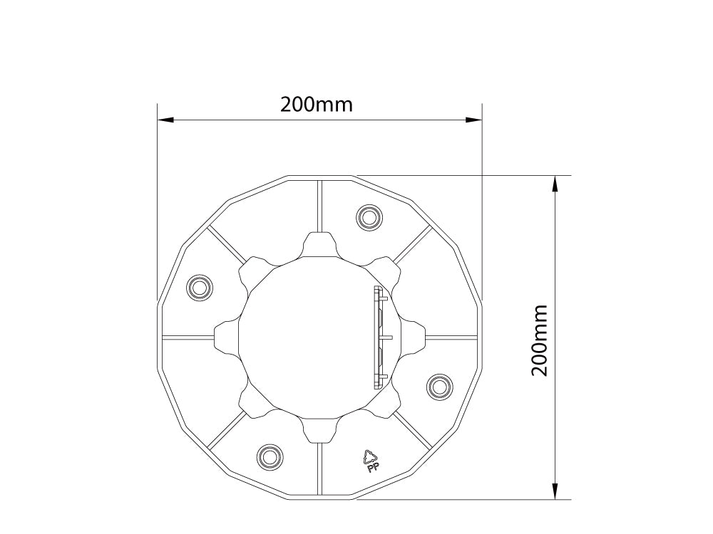 KAHRS Stelzlager, Verstellbarkeit 3,5 - 7,0 cm Polypropylen schwarz, Durchmesser 20 cm