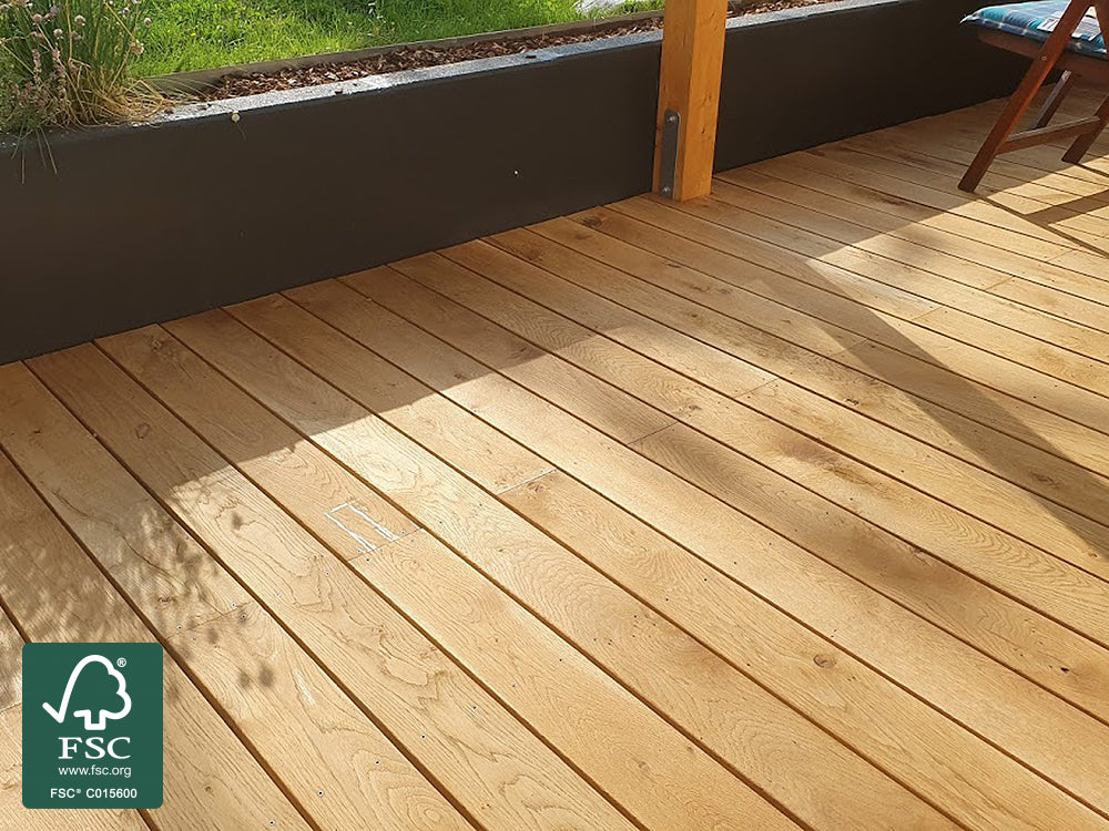 Eiche Terrassendielen, 23x140 mm KD, glatt/egalisiert *Rustikal*