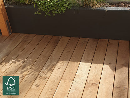 Eiche Terrassendielen, 23x140 mm KD, glatt/egalisiert *Rustikal*