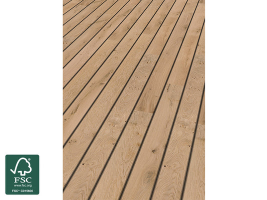 Eiche Terrassendielen 23×140 mm glatt *Rustikal* (Muster)