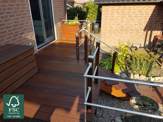 Bangkirai Terrassendielen, 25x145 mm, KD, grob/fein T7, *PREMIUM*