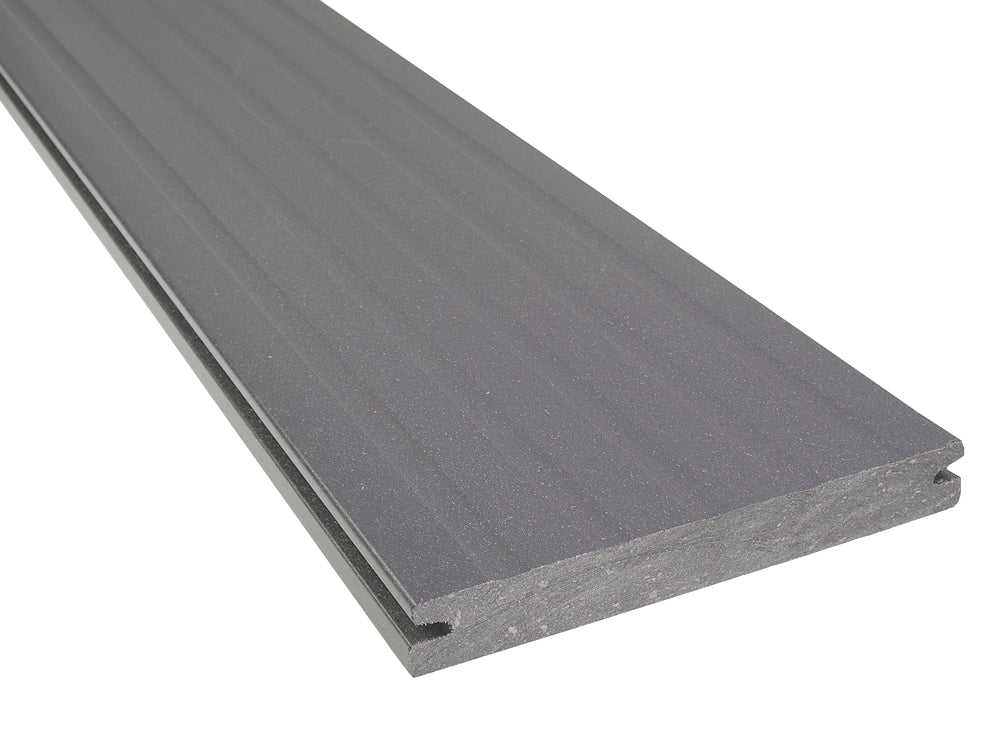 "Die Exklusive" WPC Terrassendielen, 21×162mm, Basaltgrau, einseitig geprägt, matt, Vollprofil