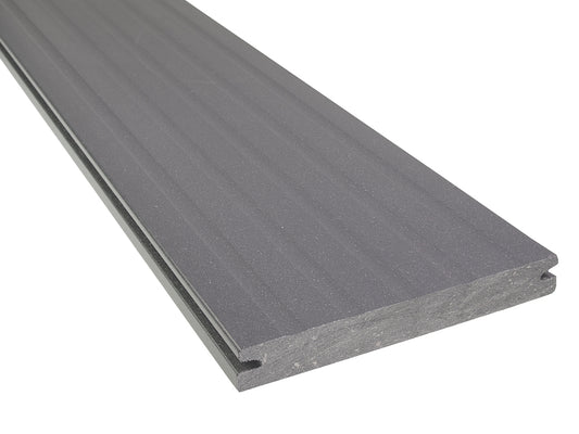 "Die Exklusive" WPC Terrassendielen, 21×162mm, Basaltgrau, einseitig geprägt, matt, Vollprofil