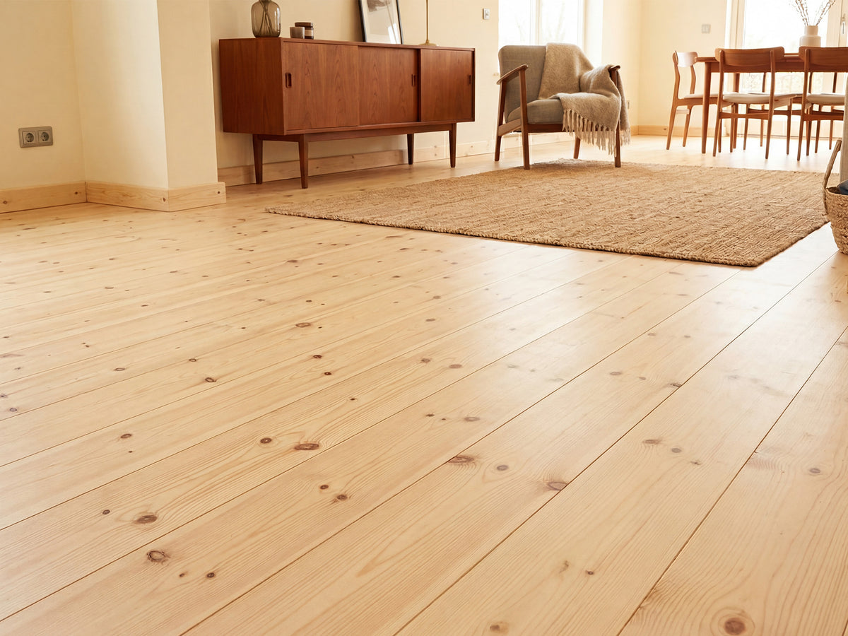 Fichte Schlossdielen, 27x194 mm, Rustikal, rundum Nut & Feder, mit Microfase Deckbreite 180 mm