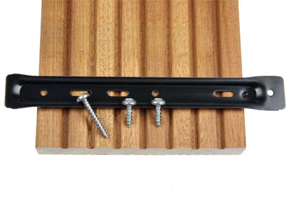 KAHRS Terrassendielen-Halter, 50 Stück, inkl. V2A-Bohrschrauben für Alu-UK, Aufbau: 5 mm für eine Dielenbreite von 140 - 195 mm