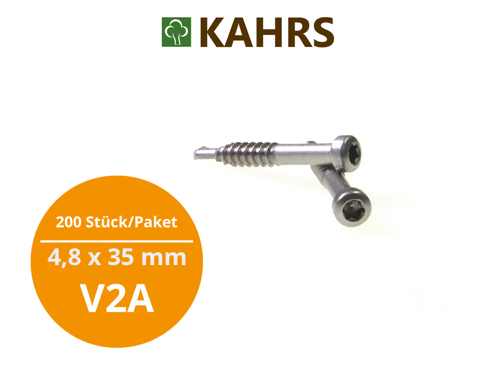 KAHRS Terrassenbohrschraube für Alu-UK 4,8x35 mm, V2A, T20, 200 Stück/Pack inkl. Bit