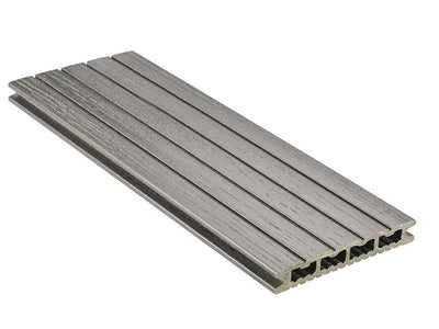 21×139mm "Die Kompakte plus", WPC Terrassendielen, Graphitgrau, grob/fein, gebürstet, *Hohlkammer*