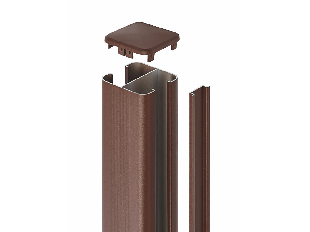 NATURinFORM Zaunpfosten "Der Effektive", Aluminium pulverbeschichtet, braun, zum Einbetonieren, 2,45m mit Abdeckkappe un