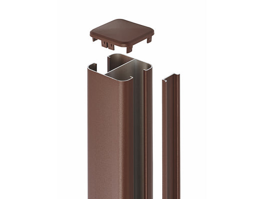 NATURinFORM Zaunpfosten "Der Effektive", Aluminium pulverbeschichtet, braun, zum Aufdübeln, 1,95m mit Abdeckkappe und 1 