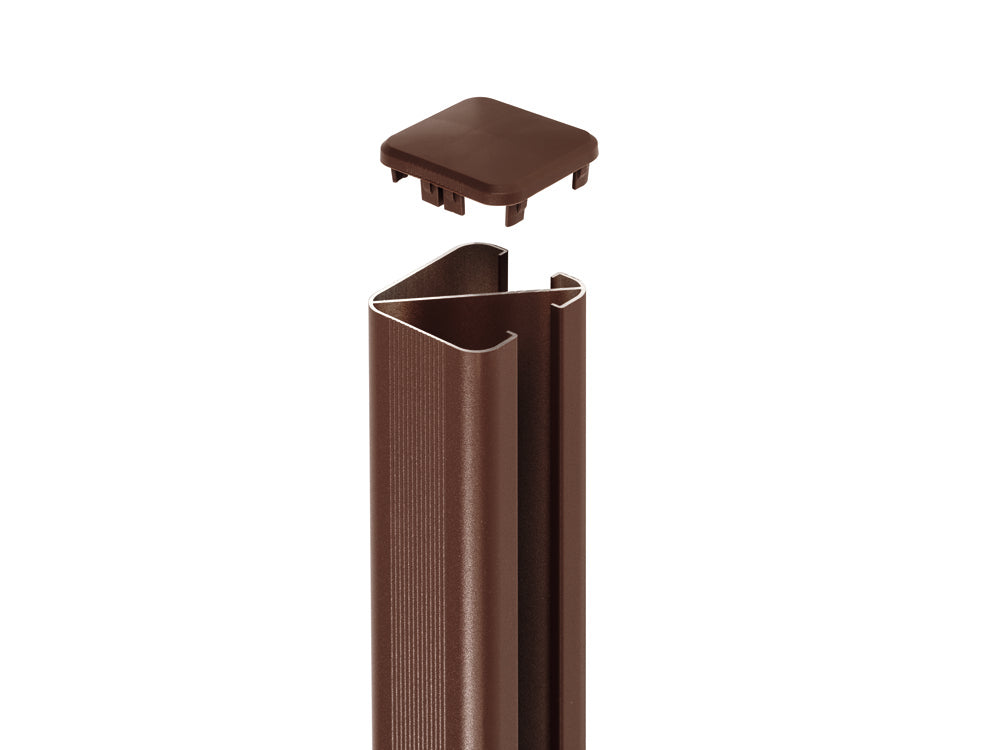NATURinFORM Eckpfosten "Der Effektive", Aluminium pulverbeschichtet, braun, zum Einbetonieren, 2,45m mit Abdeckkappe und
