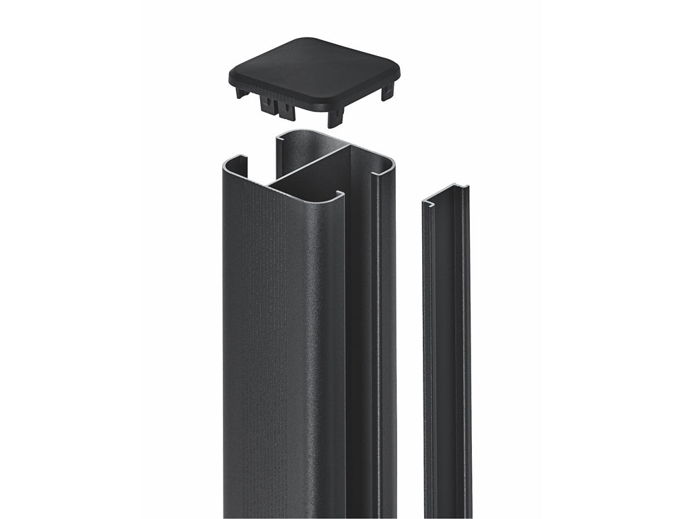 NATURinFORM Zaunpfosten "Der Effektive", Aluminium pulverbeschichtet, anthrazit, zum Einbetonieren, 2,45m, mit Abdeckkap