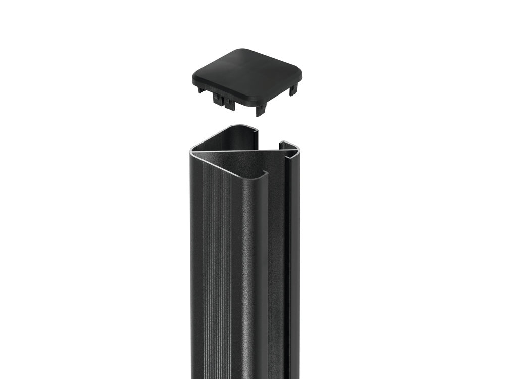 NATURinFORM Eckpfosten "Der Effektive", Aluminium pulverbeschichtet, anthrazit, zum Einbetonieren, 2,45m, mit Abdeckkapp