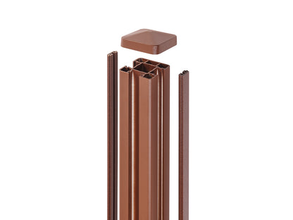 NATURinFORM Zaunpfosten "Der Flexible", Aluminium pulverbeschichtet, braun, zum Einbetonieren, 2,45m mit Abdeckkappe, 2 