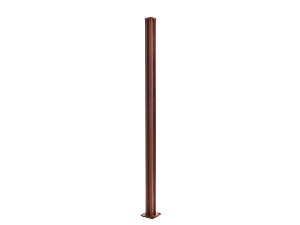 NATURinFORM Zaunpfosten "Der Flexible", Aluminium pulverbeschichtet, braun, zum Aufdübeln, 1,95m mit Abdeckkappe, 2 Blen