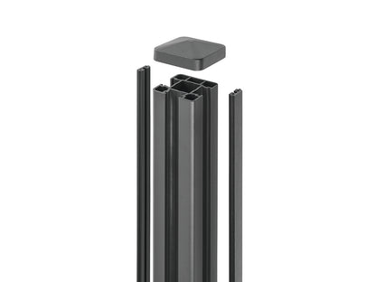 NATURinFORM Zaunpfosten "Der Flexible", Aluminium pulverbeschichtet, anthrazit, zum Einbetonieren, mit Abdeckkappe, 2 Bl