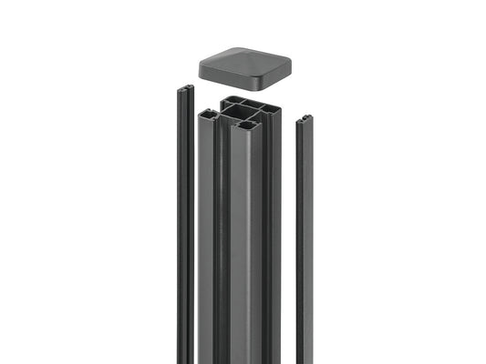 NATURinFORM Zaunpfosten "Der Flexible", Aluminium pulverbeschichtet, anthrazit, zum Einbetonieren, mit Abdeckkappe, 2 Bl