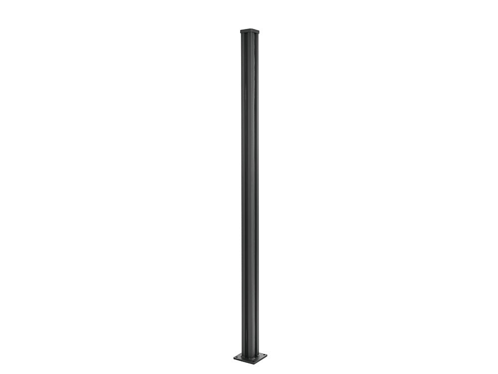 NATURinFORM Zaunpfosten "Der Flexible", Aluminium pulverbeschichtet, anthrazit, zum Aufdübeln, mit Abdeckkappe, 2 Blende