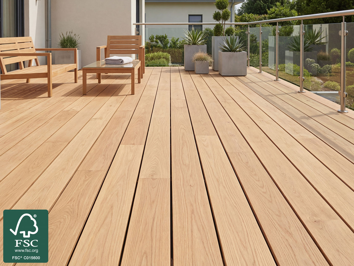 Eiche Terrassendielen, 23x140 mm KD, glatt/egalisiert *Exklusiv*
